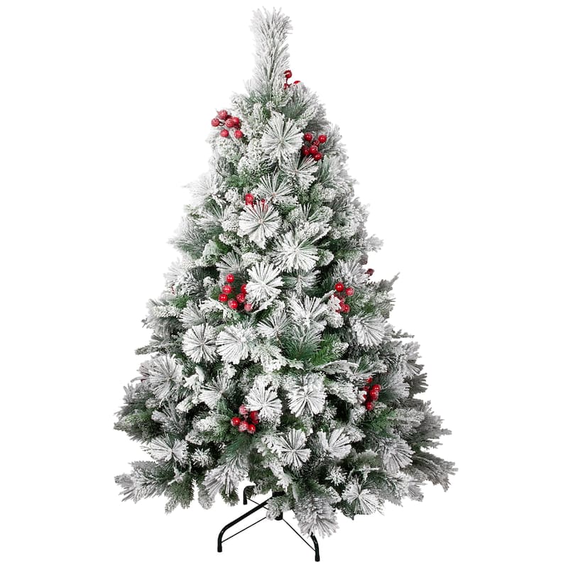 Real Touch™️ Full Heavily Flocked Whittaker Spruce Artificial Christmas Tree - 5' -Unlit - 5 Foot