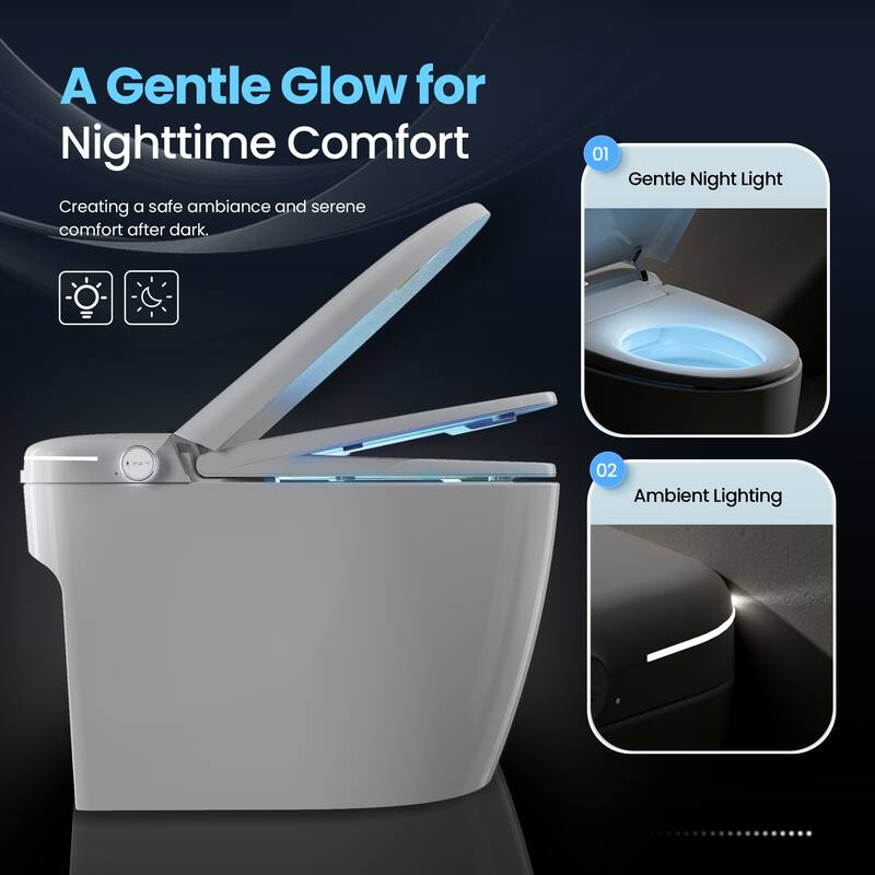 Madrid Smart Toilet Bidet Combo in White with LED Display, Off-Seat Auto Flush, Auto Open & Close Lid, Foot Sensor Operation