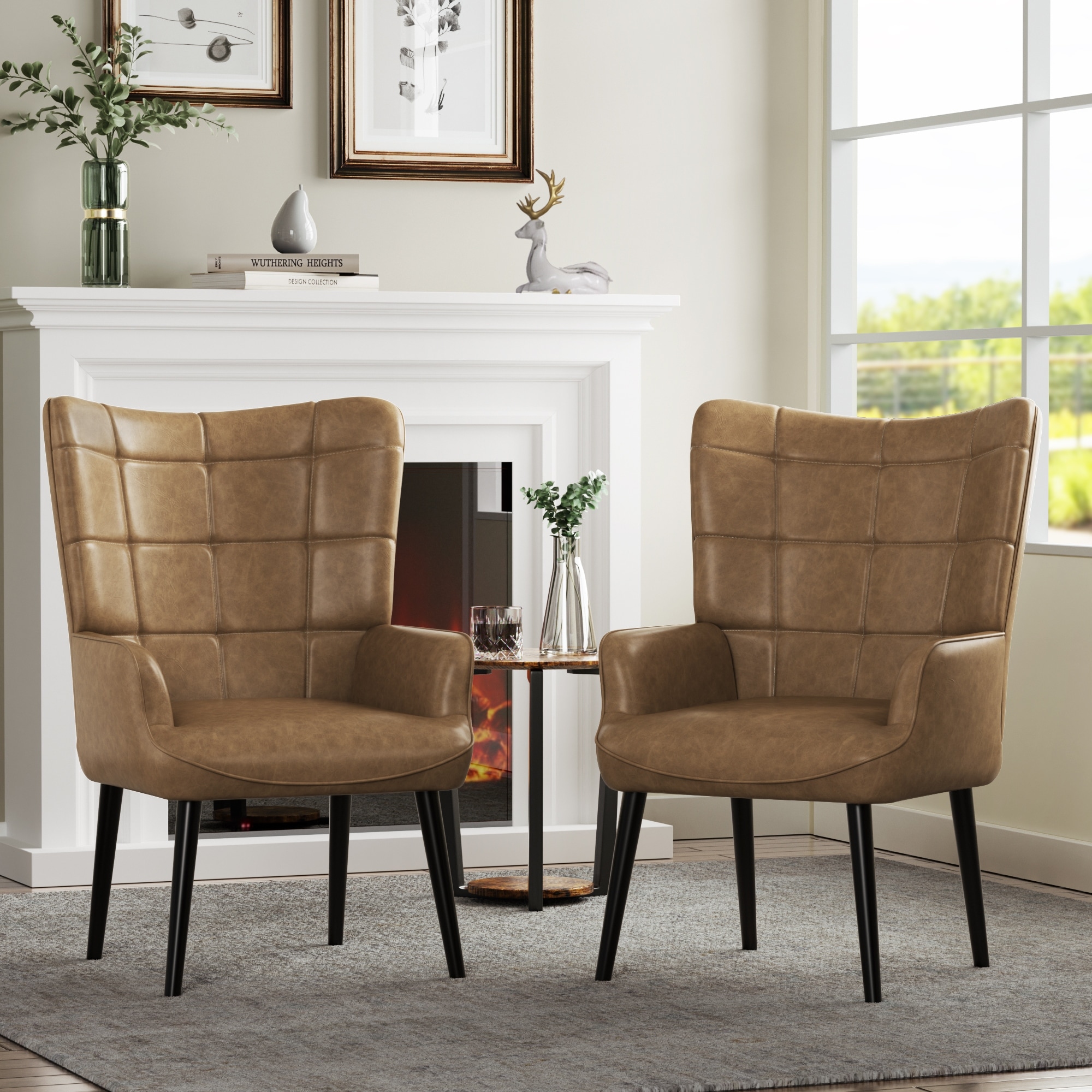 Taupe wingback chair clearance
