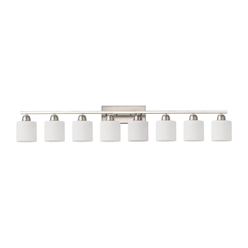 8-Light Bathroom Light Fixtures Over Mirror, 52inch Modern Vanity Lights with Frosted Glass Shade