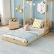 preview thumbnail 6 of 31, Twin Size Pine Wood Roof-framed Headboard Floor Bed with Headboard Guardrails, without Slats
