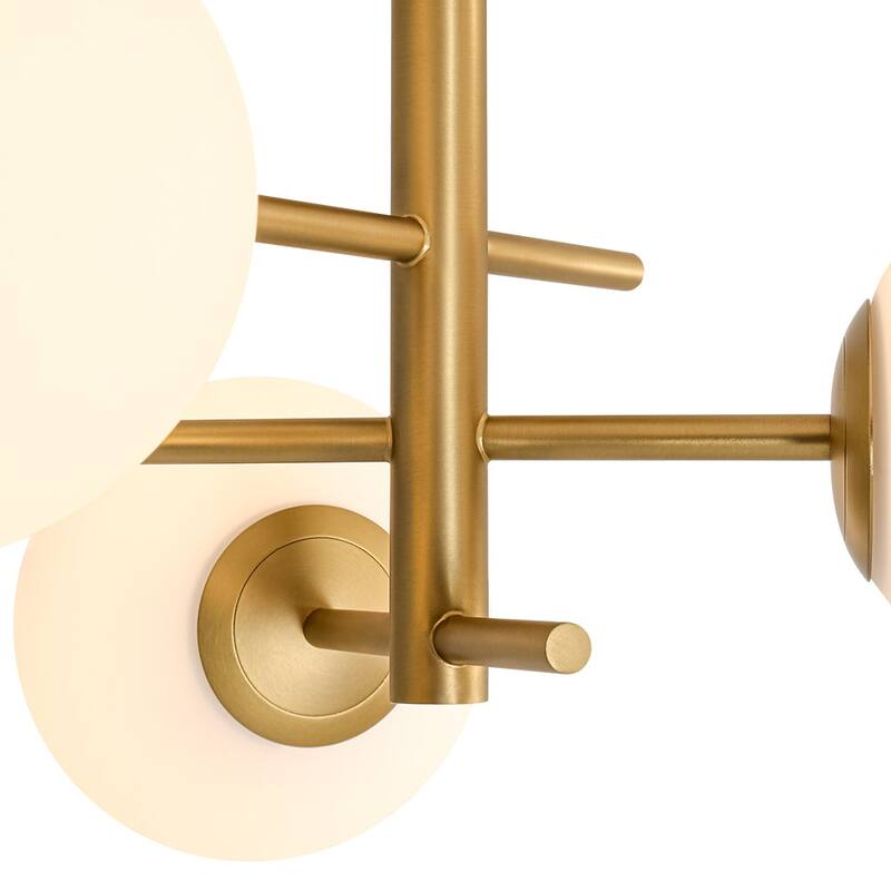 Mid-Century 3-Light Round Milky Glass Sputnik Semi Flush Ceiling Light