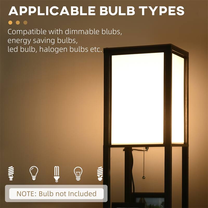 Modern Floor Lamp w/Shelves & Dual Ambient Lighting,Tall Standing Lamp
