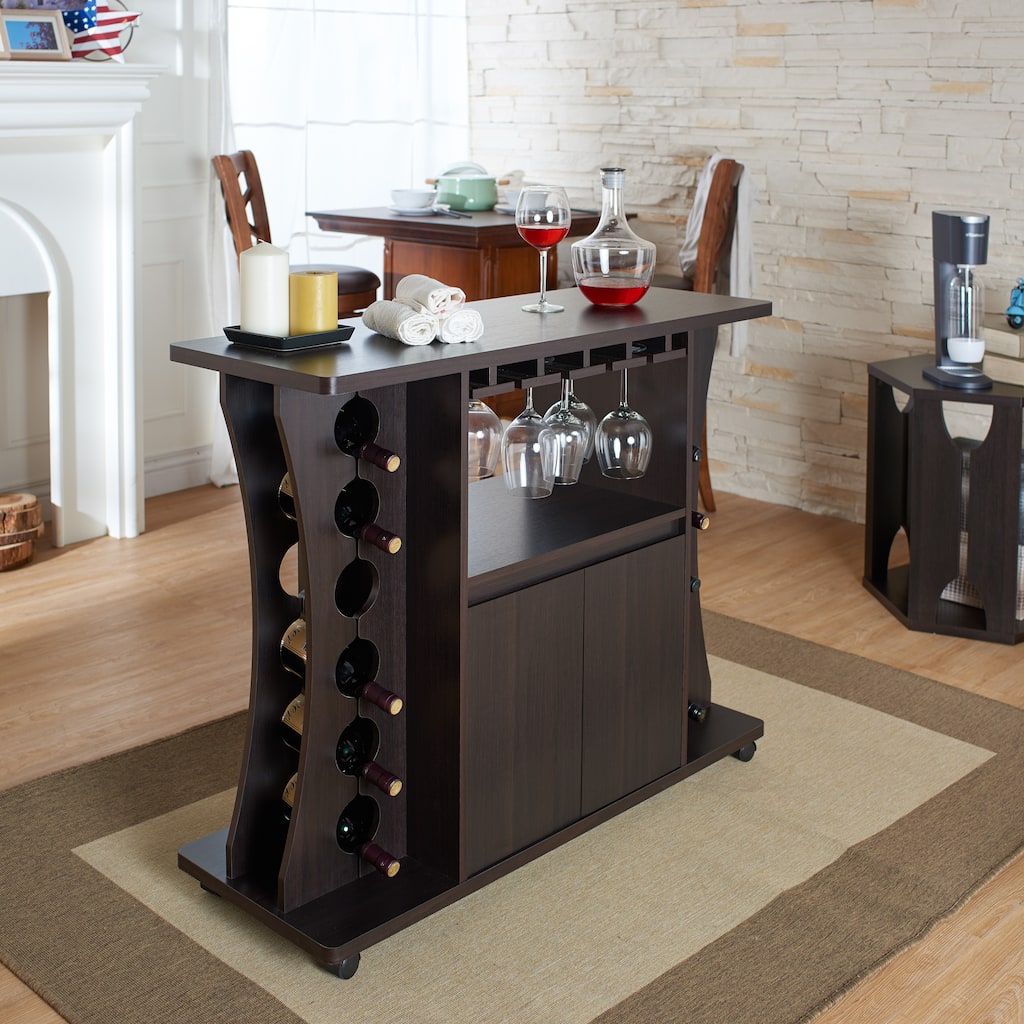DH BASIC Espresso 12-Bottle Mobile Wine Cabinet by Denhour