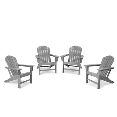 Plastic All Weather Outdoor Patio Foldable Adirondack Chair - Set of 4