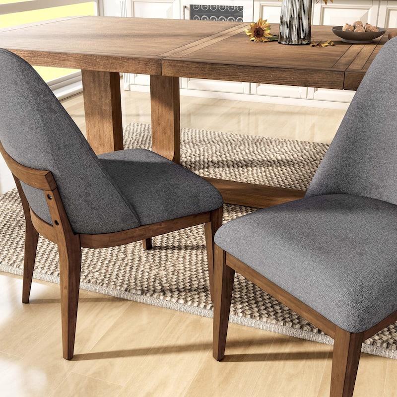 Furniture of America Leopold Rounded Solid Wood Dining Chairs (Set of 2)