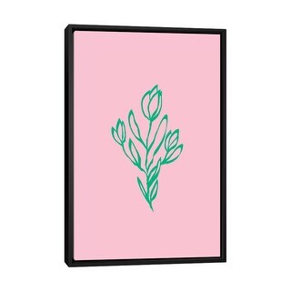 iCanvas "Floral Pink Green" by Grace Digital Art Co Framed - Bed Bath ...