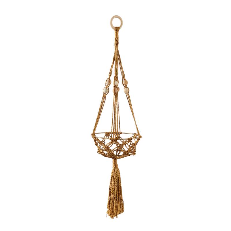 Intricately Handmade Fabric Hanging Macrame Wall Planter - Brown or White