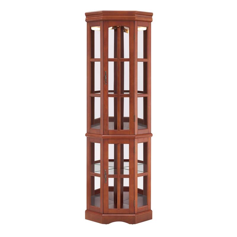Corner Curio Display Cabinet with 5 Shelves (E26 Bulb Not Included)