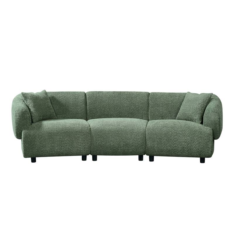 Christopher Knight Home - Hulk Curved Boucle 3-Seat Sofa with Sturdy Wooden Frame