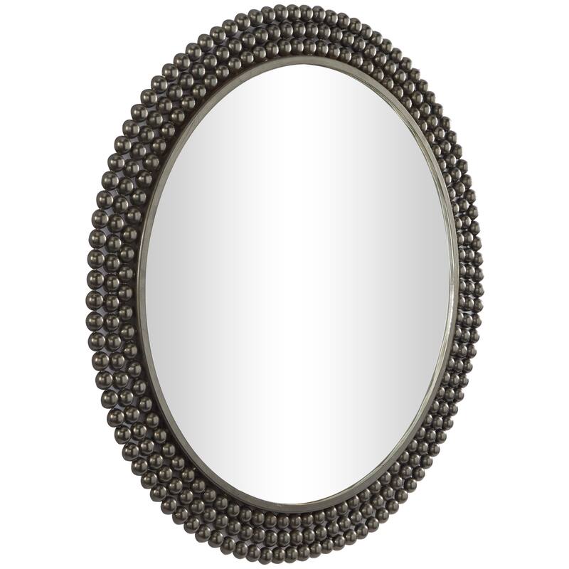 Metal Wall Mirror with Beaded Detailing - Black or Brass - CosmoLiving by Cosmopolitan