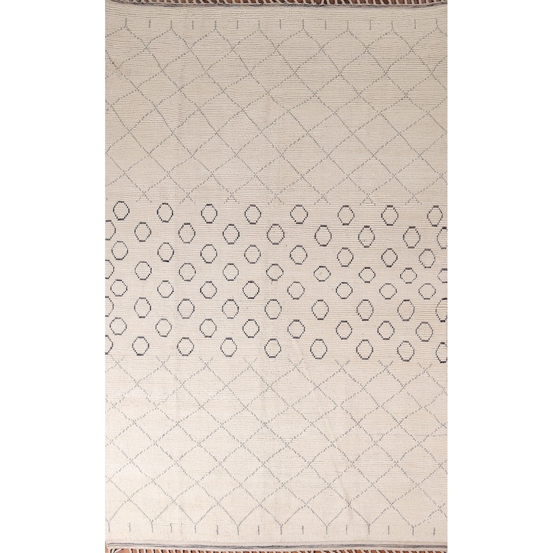 All-Over Trellis Moroccan Modern Area Rug Handmade Wool Carpet - 7'0"x 10'10"