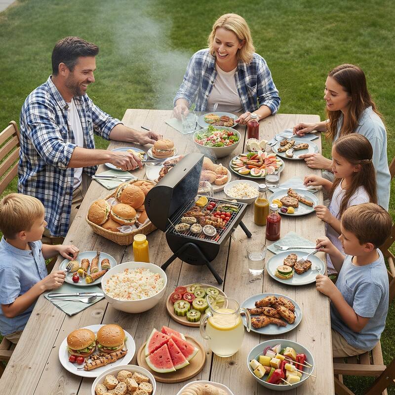 16.53 In. Portable Double-Sided Charcoal Grill In Black With Carry Bag - N/A