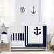 preview thumbnail 1 of 4, Sweet Jojo Designs Navy Blue Anchors Away Collection 4-piece Bumperless Crib Bedding Set