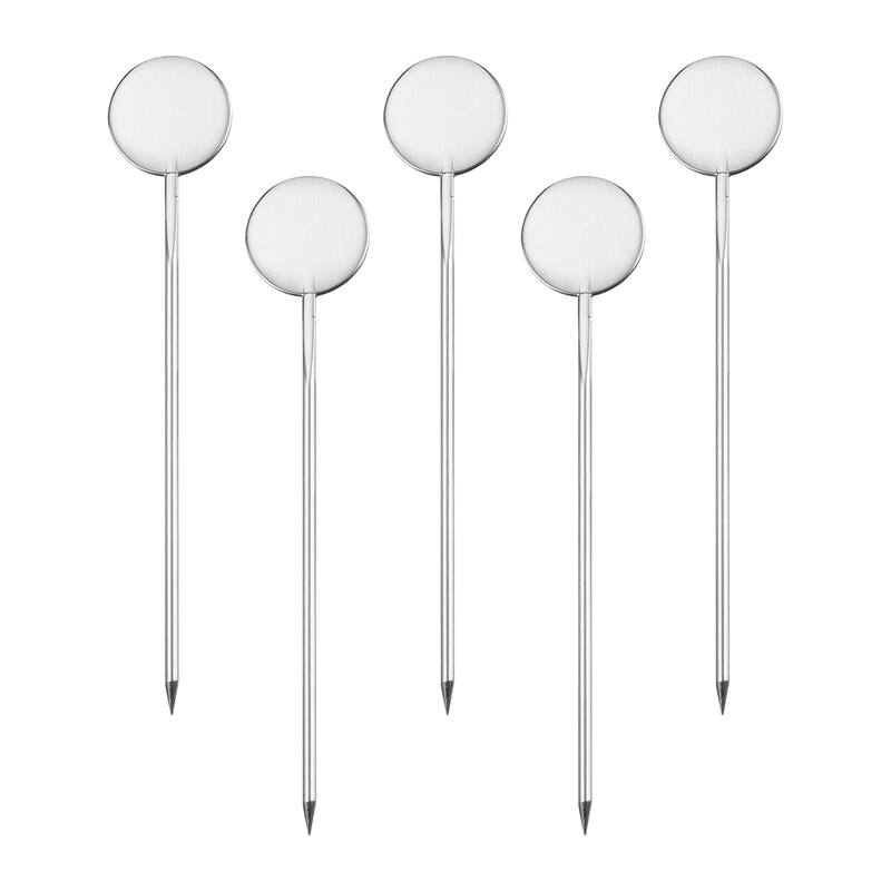 Metal Cocktail Toothpicks Round Shape Drink Picks Cocktail Skewer - Silver