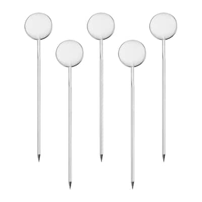 Metal Cocktail Toothpicks Round Shape Drink Picks Cocktail Skewer - Silver