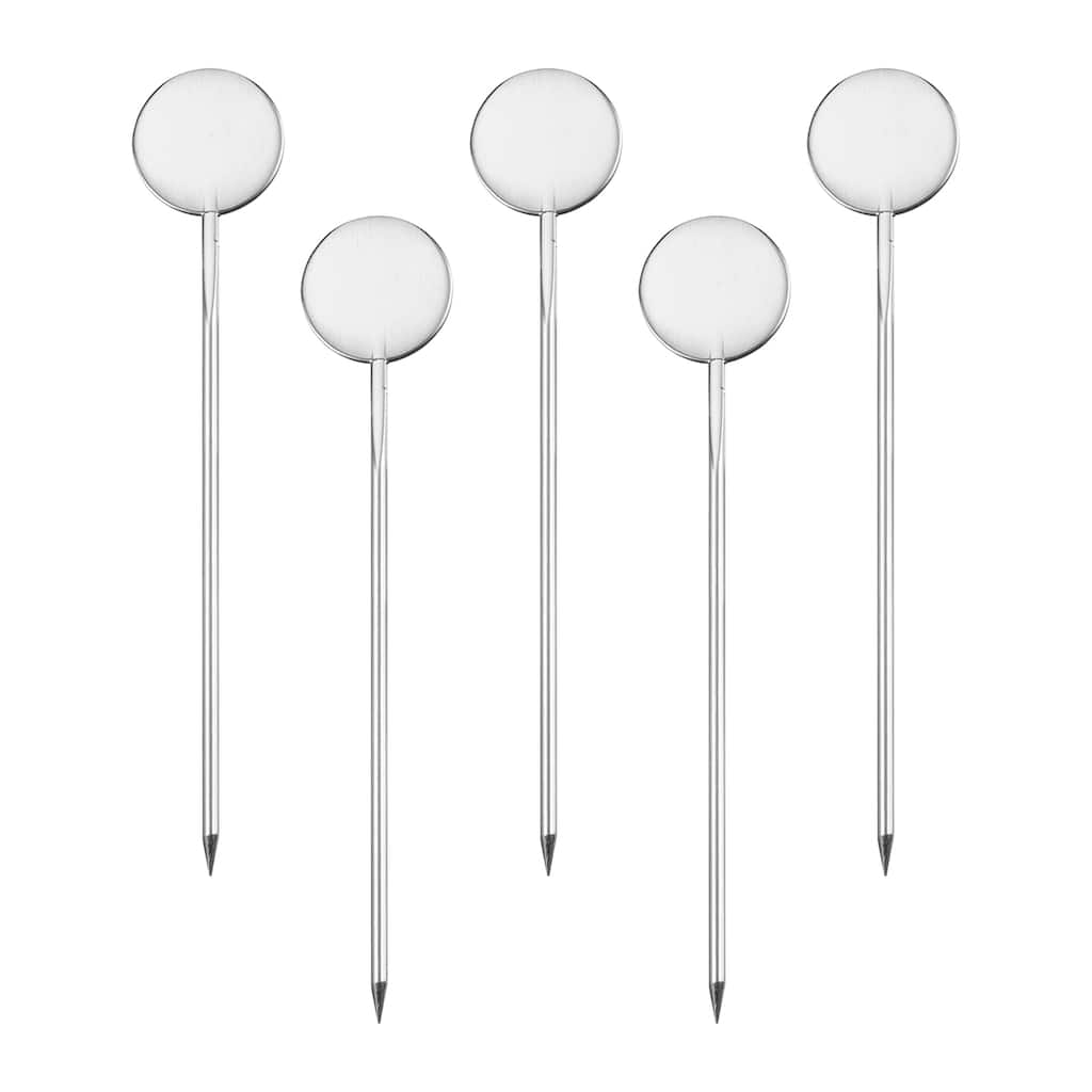 Metal Cocktail Toothpicks Round Shape Drink Picks Cocktail Skewer - Silver