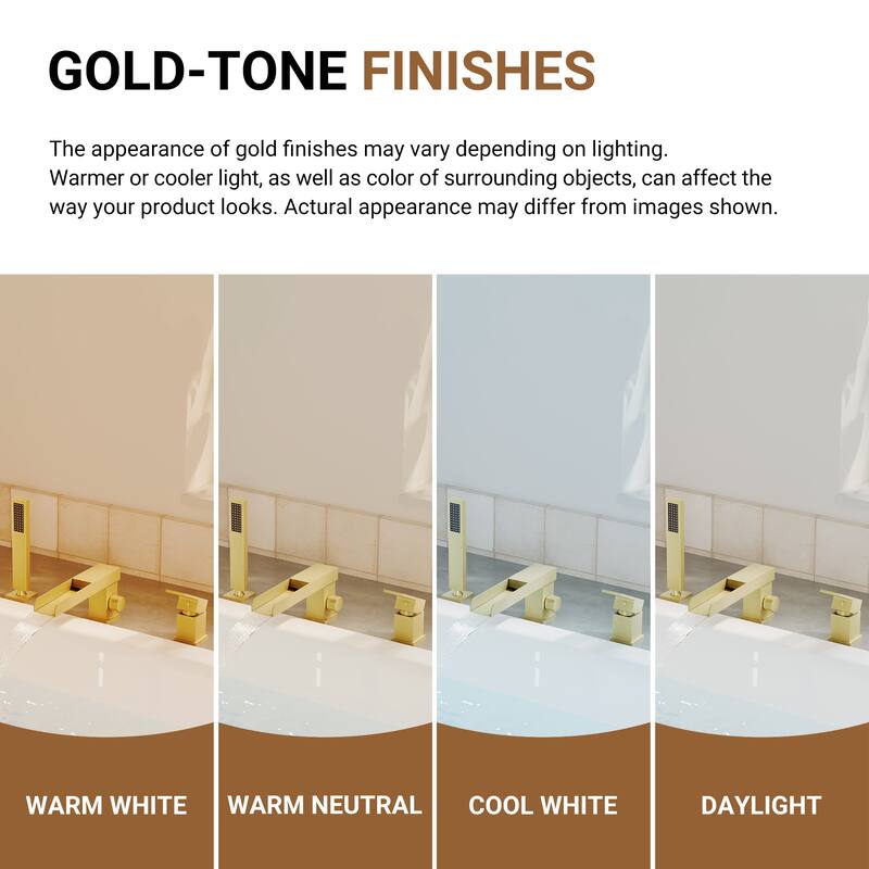Bathtub Filler Faucet with Sprayer, Double-Handle Deck-Mount Roman Tub Faucet with Handshower, Pressure Balanced Valve Included