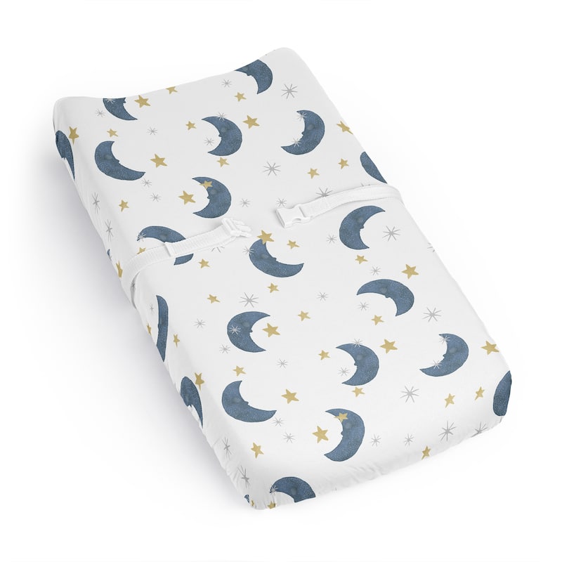 Sweet Jojo Designs Moon and Star Boy, Girl, Unisex/Gender Neutral Changing Pad Cover Sheet - Watercolor, Celestial, Outer Space