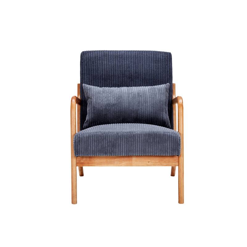 Polyester Mid-Century Modern Accent Chair with Solid Rubberwood Frame, Ergonomic Design, and Removable Pillow
