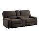 preview thumbnail 10 of 12, Eymard Chenille Fabric Power Reclining Loveseat with Console Chocolate (Power)