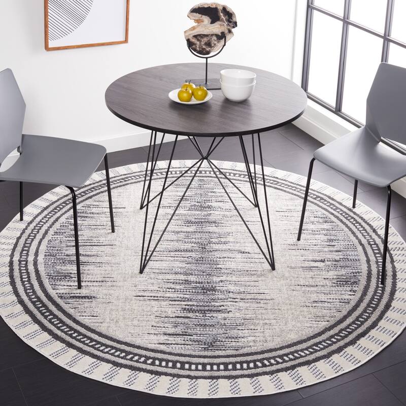 SAFAVIEH Alamo Manja Rustic Rug - 6'7" Round - Grey/Charcoal