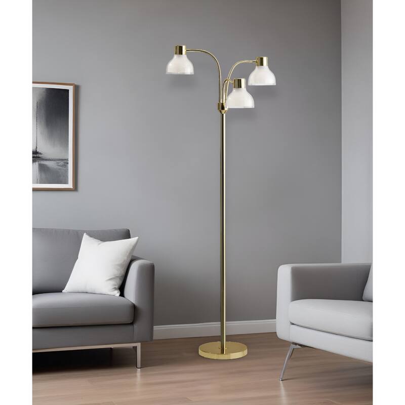 Metal Tree Floor Lamp with 3 Lights Bowl Shade and Switch Rotary Socket - 30” x 30” x 69” (D x W x H)