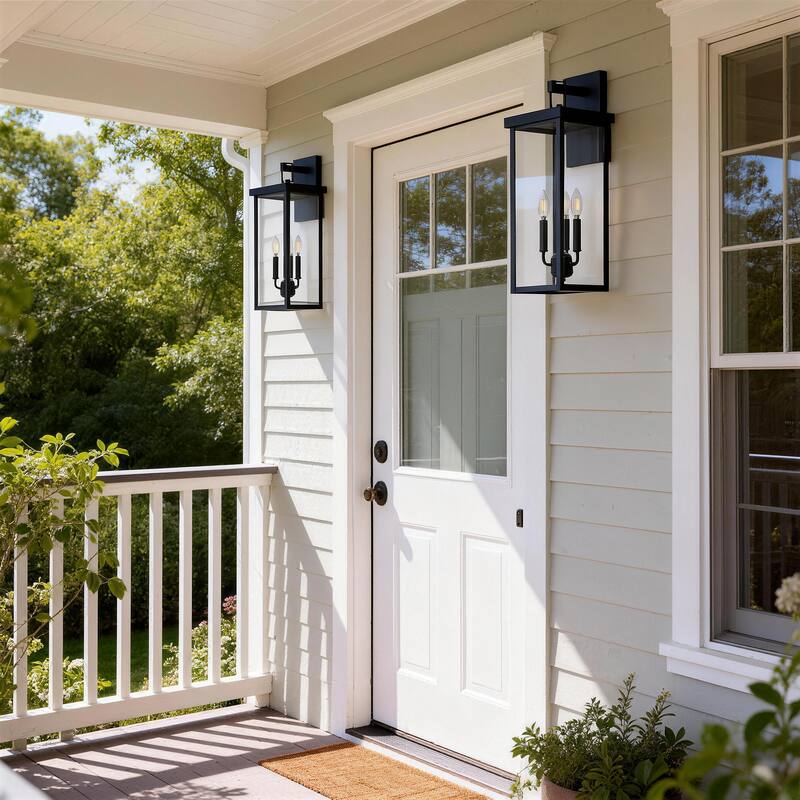 2 Pack Clear Glass Outdoor Lighting Wall Sconce
