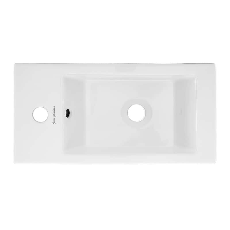 Voltaire Rectangular Ceramic Wall Hung Sink With Left Side Faucet Mount