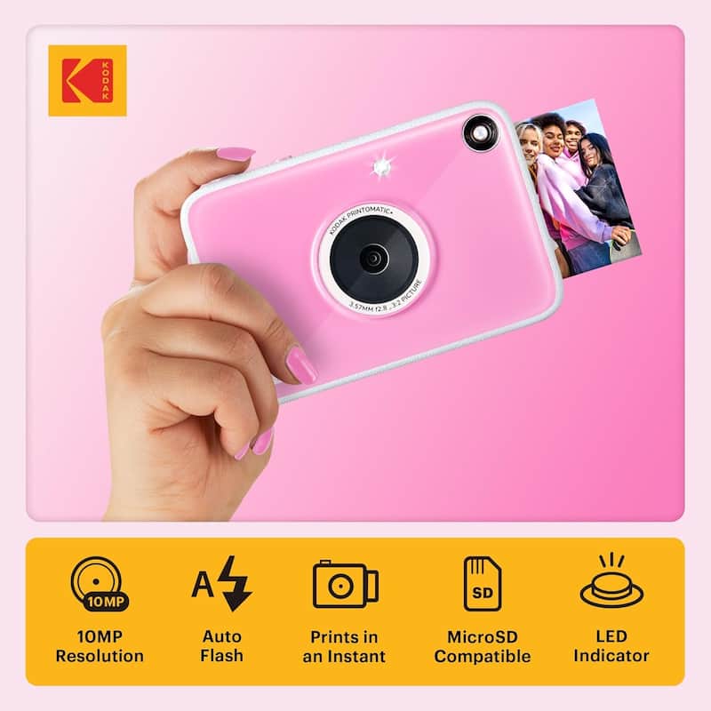 KODAK Printomatic Instant Print Camera 10MP, RGB LED, Zink Photo Prints