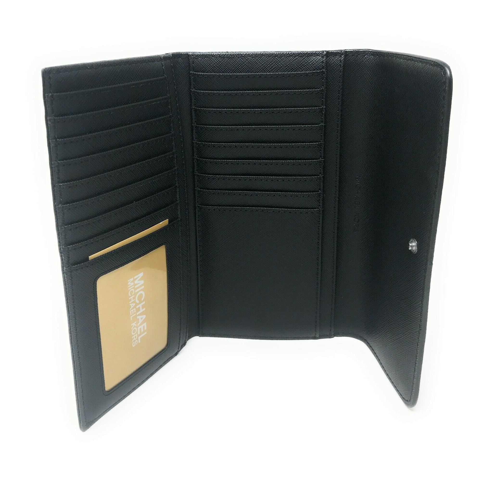 Michael Kors Jet Trifold Leather/PVC Black Silver - Overstock - 33004300