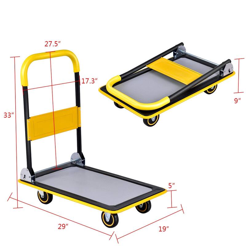 Costway 330lbs Folding Platform Cart Dolly Push Hand Truck Moving