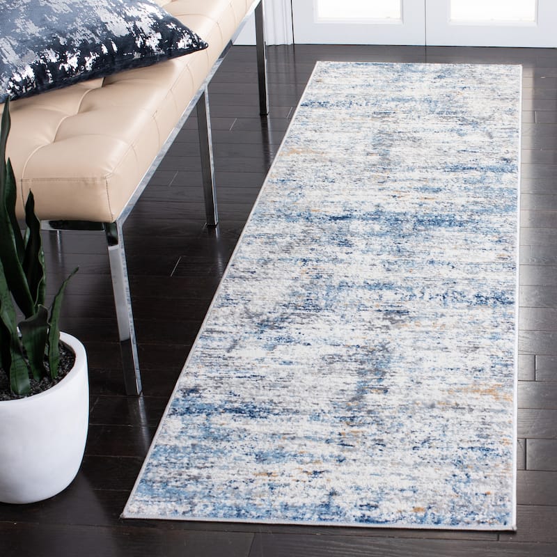 SAFAVIEH Amelia Nedelea Modern Abstract Rug - 2'3" x 8' Runner - Ivory/Blue
