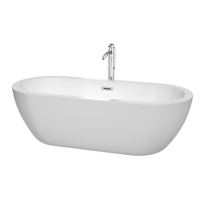 Wyndham Collection Soho 72" Free Standing Acrylic Soaking Tub with - White / Polished Chrome Trim