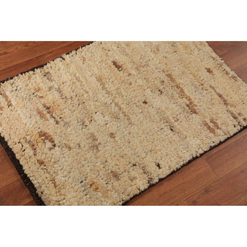 Moroccan Indian Accent Rug Handmade Abstract Foyer Wool Carpet - 2'0"x 3'0"