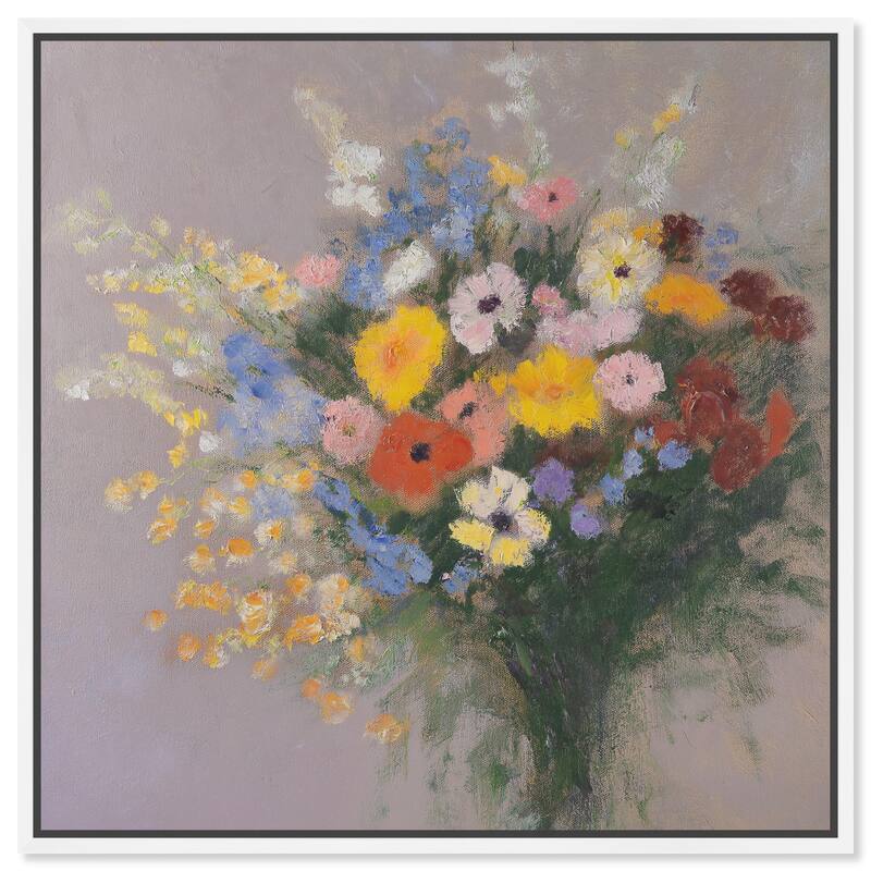 Meadow Flowers Canvas by Art Remedy - 12" x 12" - White
