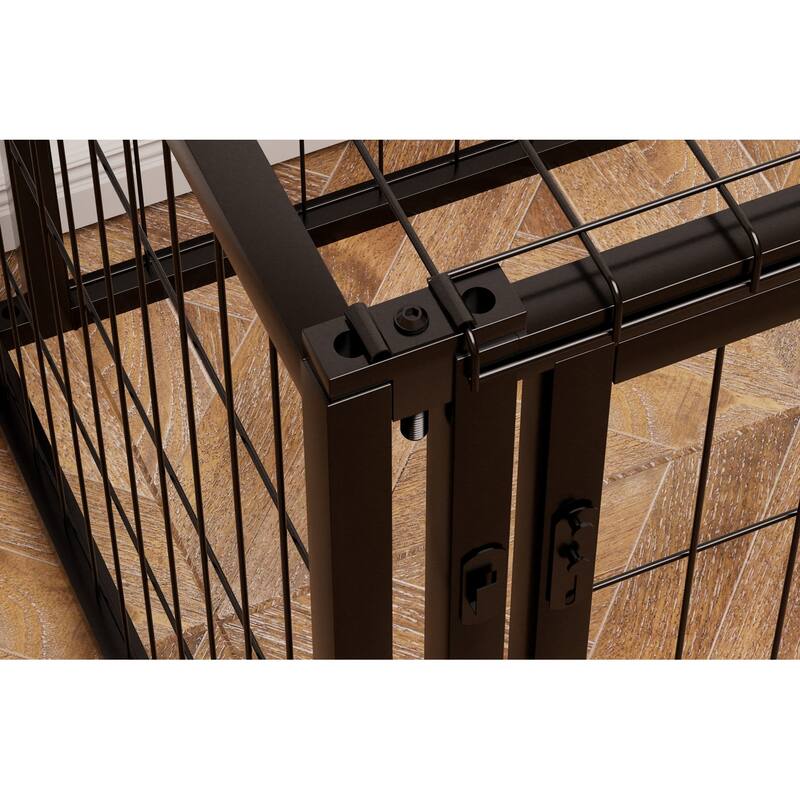 Black Metal Dog Cage Crate for Small and Medium Dogs with Divider and Top Safety Cover