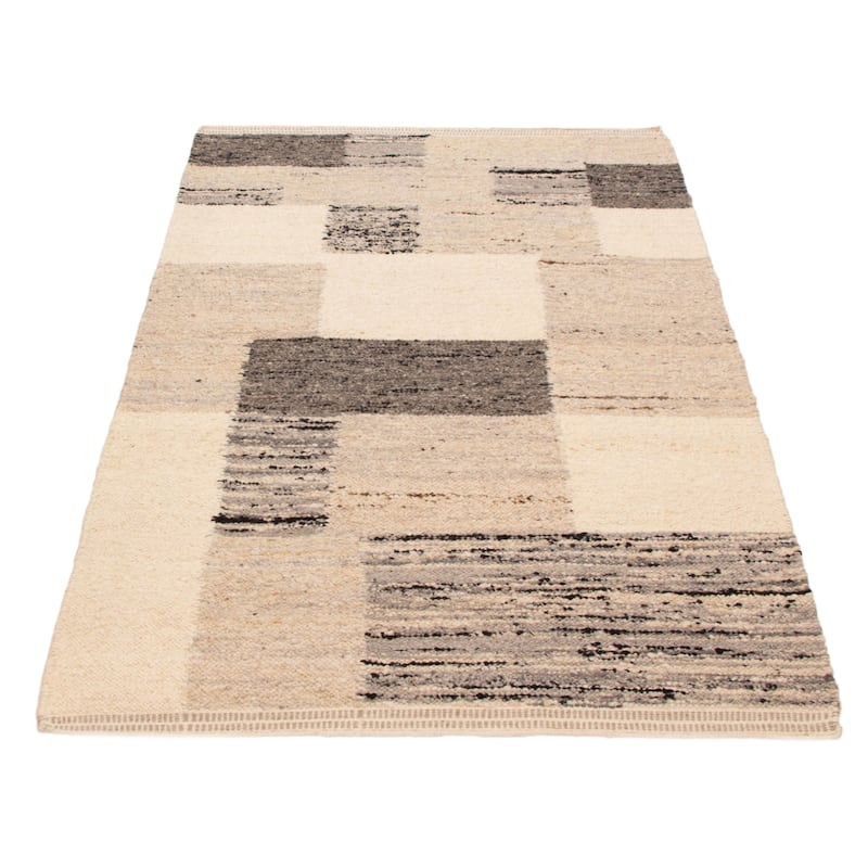 ECARPETGALLERY Flat-Weave Marrakech Cream Wool Kilim - 5'3 x 8'3