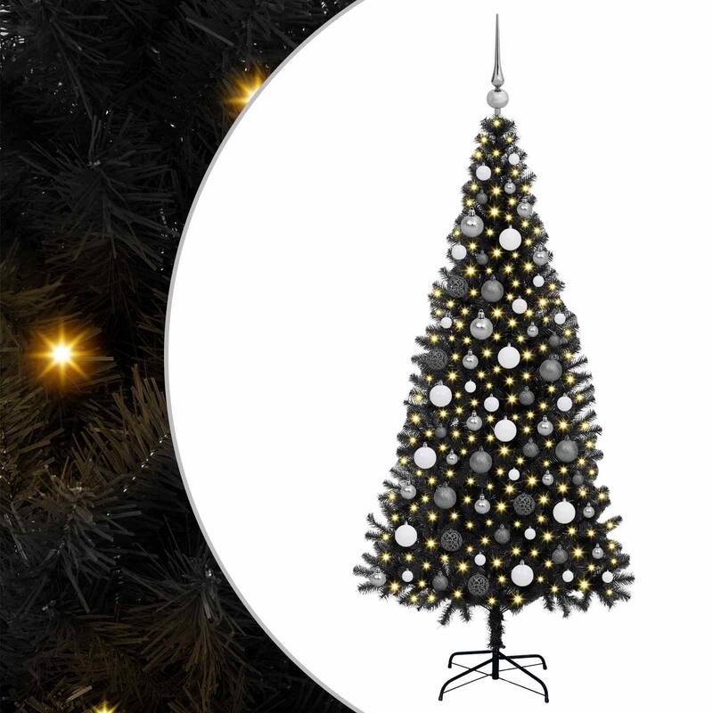 vidaXL Christmas Tree with 300 LEDs with Stand Black 70.9" PVC - 70.9