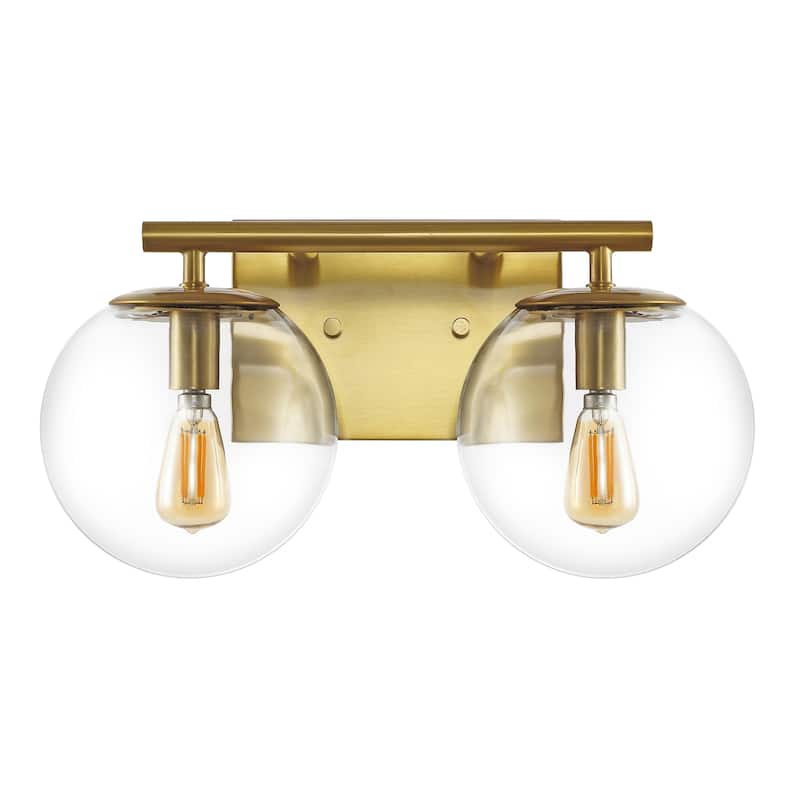 SAFAVIEH Lighting Zenta 2-Light 14-inch Glass Orb Wall Sconce (LED Bulbs Included) - 7.5 In. W x 14 In. D x 7.8 In. H