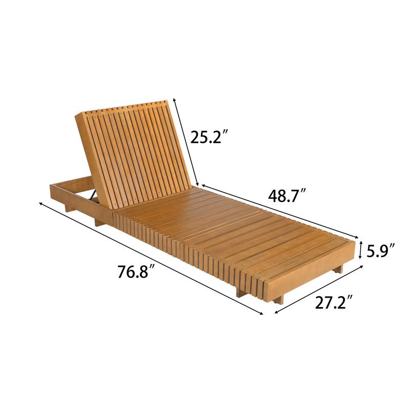 Christopher Knight Home - Gimmie Lounge Chaise Set Solid Acacia Wood with Waterproof Cushion & Adjustable Backrest