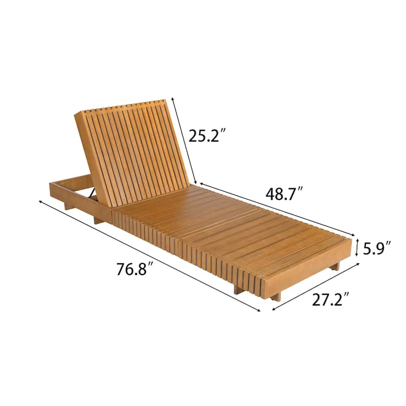 Roomfitters Outdoor Acacia Wood Chaise Lounge with Solid Wood Frame