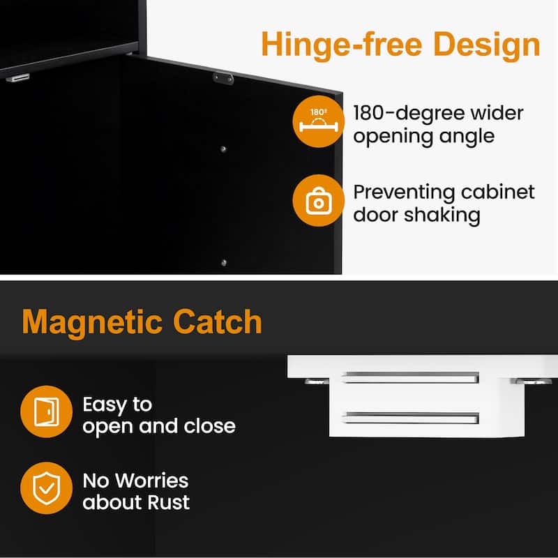 Modern Nightstand with Door & Open Shelf