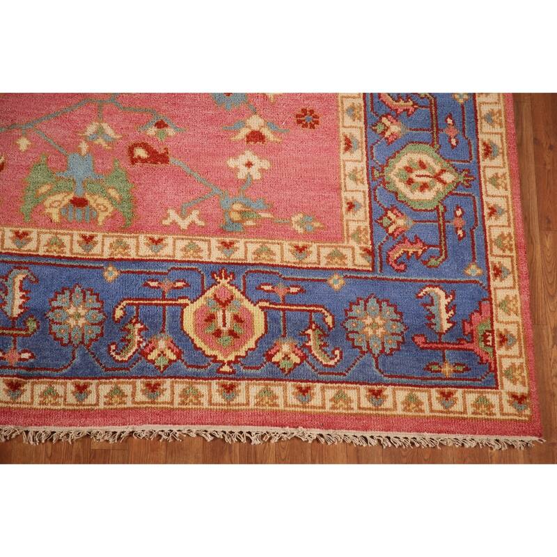 Transitional Floral Oushak Area Rug Handmade Wool Carpet - 8'11"x 11'11"