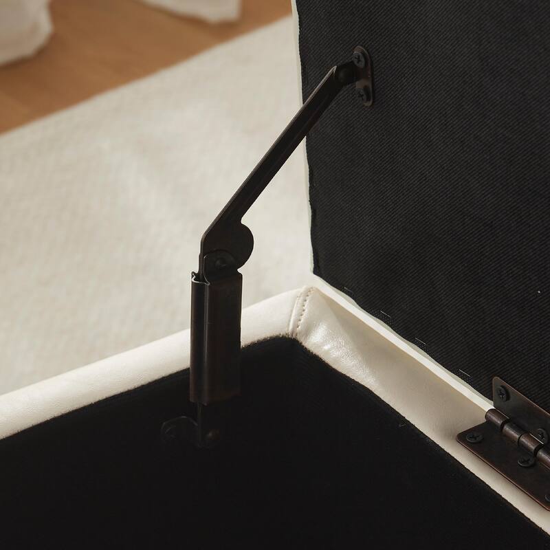 Black Faux Leather Storage Bench, Modern Ottoman Entryway Bench with Hidden Compartment for Bedroom or Living Room
