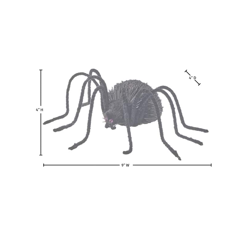 9" Glitter Black Spider