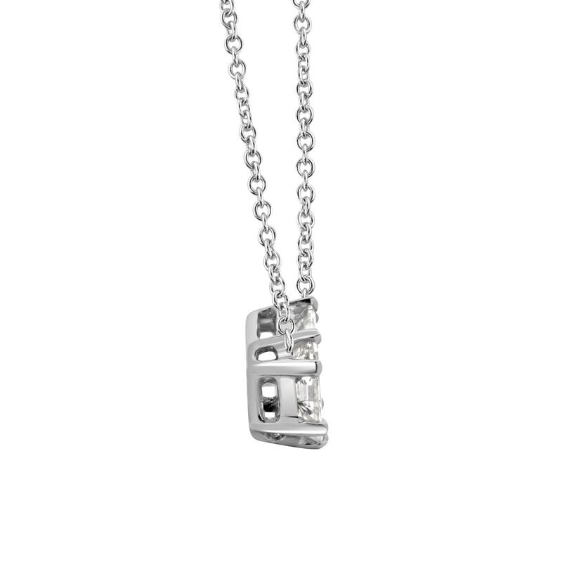 Auriya 14k Gold 1/2ctw Emerald Cut Solitaire Diamond Necklace (E-F, VS1-VS2) - White