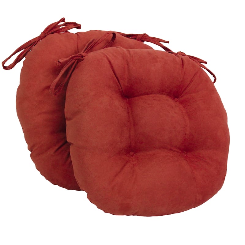 16-inch Round Indoor Microsuede Chair Cushions (Set of 2, 4, or 6) - Set of 2 - Cardinal Red