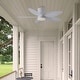 preview thumbnail 5 of 26, 42 Inches Flush Mount Ceiling Fan with Light and Palm Leaf ,3CCT Dimmable LED Integrated,for Indoor and Outdoor - 42 Inches