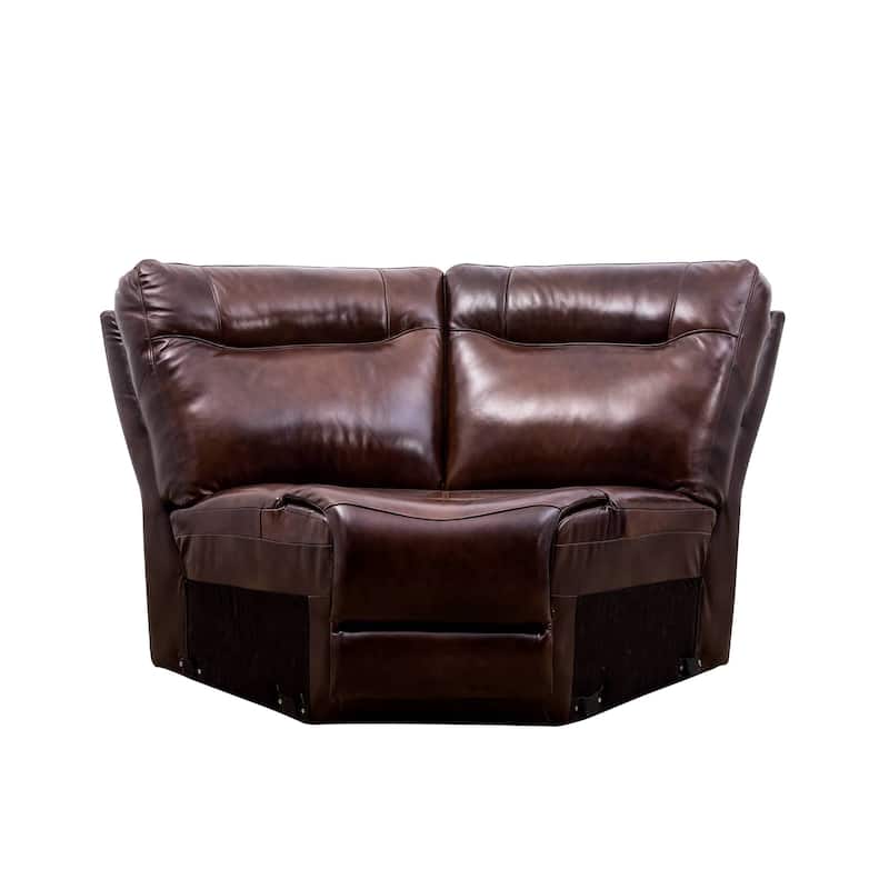 Brown Top Genuine Cowhide Leather 6-Piece Multifunction Living Room Sofa Set